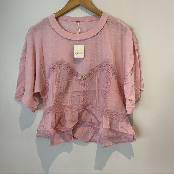 Nwt Free People Fall In Love Tee in Lilac Wine size Small - Picture 4 of 10